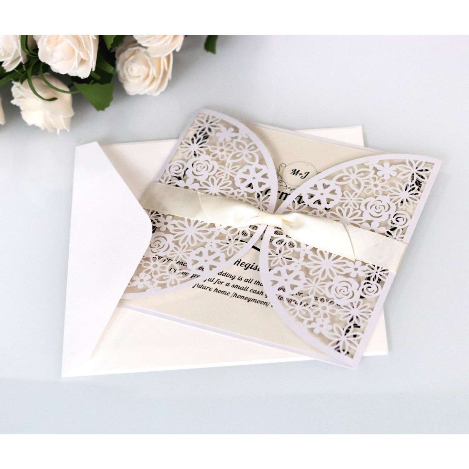 Square Invitation White Laser Card Wedding Decoration Slap-up Invitation Card 